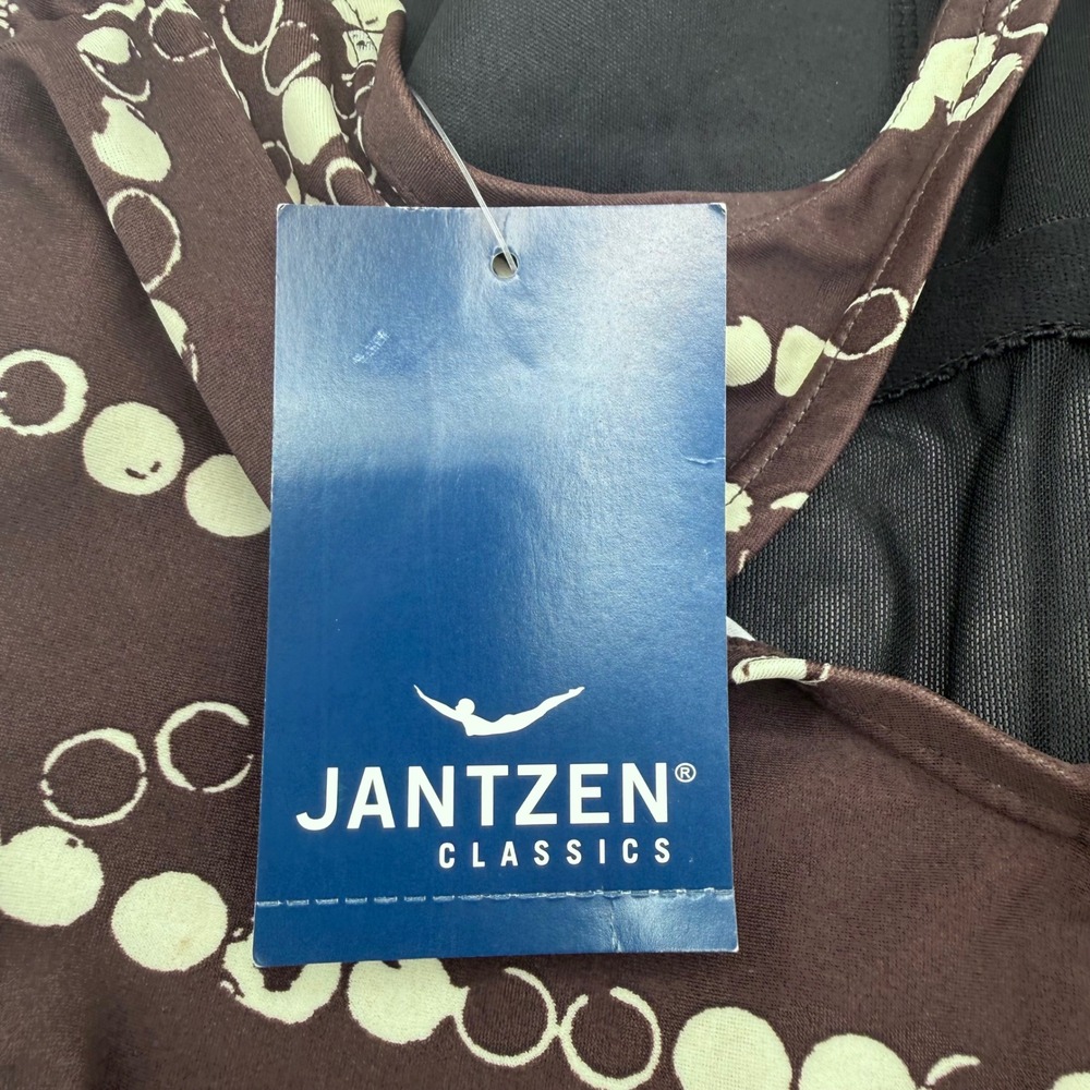 Jantzen Classics 2000s Swimdress One Piece Swimsuit Size 14 Brown Cream NWT - Picture 11 of 16